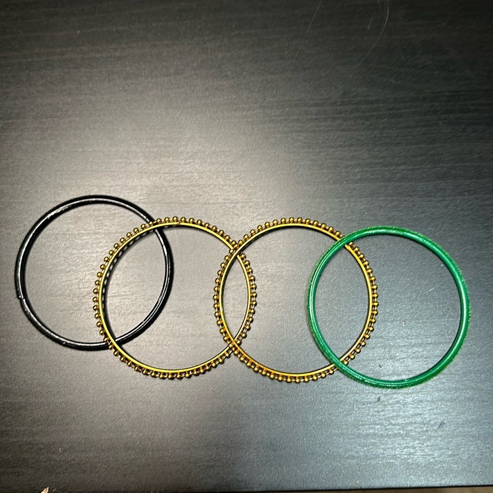 Add-on to any bundle $5. Gold, green, black velvet bangle bracelets.